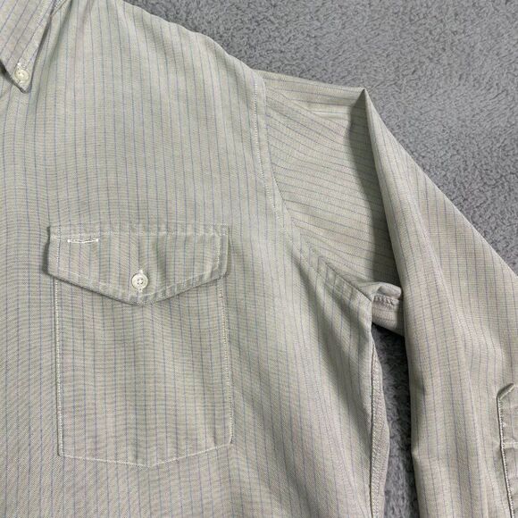 VTG L.L. Bean Shirt Men 16-32 Gray Striped Single Needle Tailored LS Button Down - Picture 5 of 11